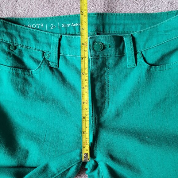 Talbots Flawless Jeans 2P Green Five Pocket Slim Ankle Stretch - Picture 8 of 9